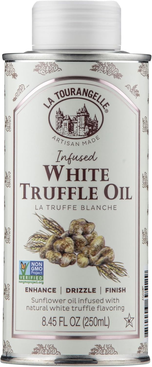 La Tourangelle, White Truffle Oil, Complex Gourmet Earthy Flavor for Drizzling over Pasta, Popcorn, Vegetables, Potatoes, Soup and More, 8.45 Fl Oz
