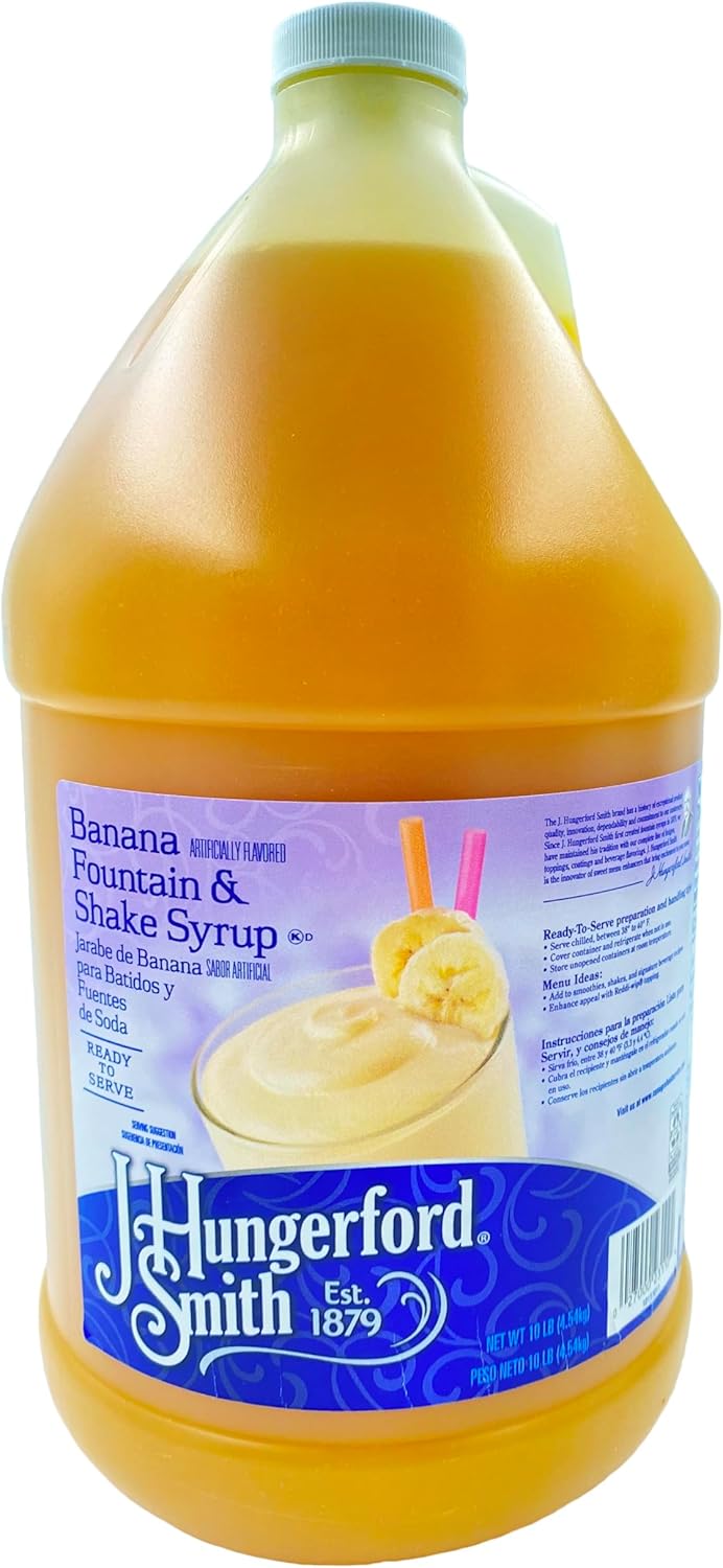 J Hungerford Smith Banana Fountain & Shake Syrup | Kosher | Made In America | Ready To Serve | 10 lb