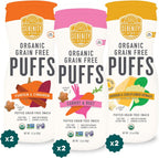 Serenity Kids 6+ Months Baby Puffs - Pack of 6, 1.5 Oz, Variety Pack - USDA Organic Grain Free Puffs - Healthy Snacks for Kids with Veggies & Olive Oil - Dissolvable Finger Food for Toddler Snacks