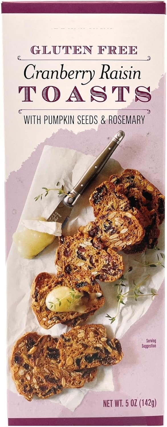 Gluten Free Cranberry Raisin Toasts with Pumpkin Seeds & Rosemary 5oz/142g – Pack of 1
