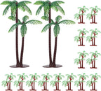 Palm Tree Cake Topper, 16 Pcs Mini Fake Palm Tree Decor Miniature Coconut Trees Model Artificial Tropical Rainforest Greenery Plant Decoration for Micro Aquarium Garden Building Landscape Sandbox