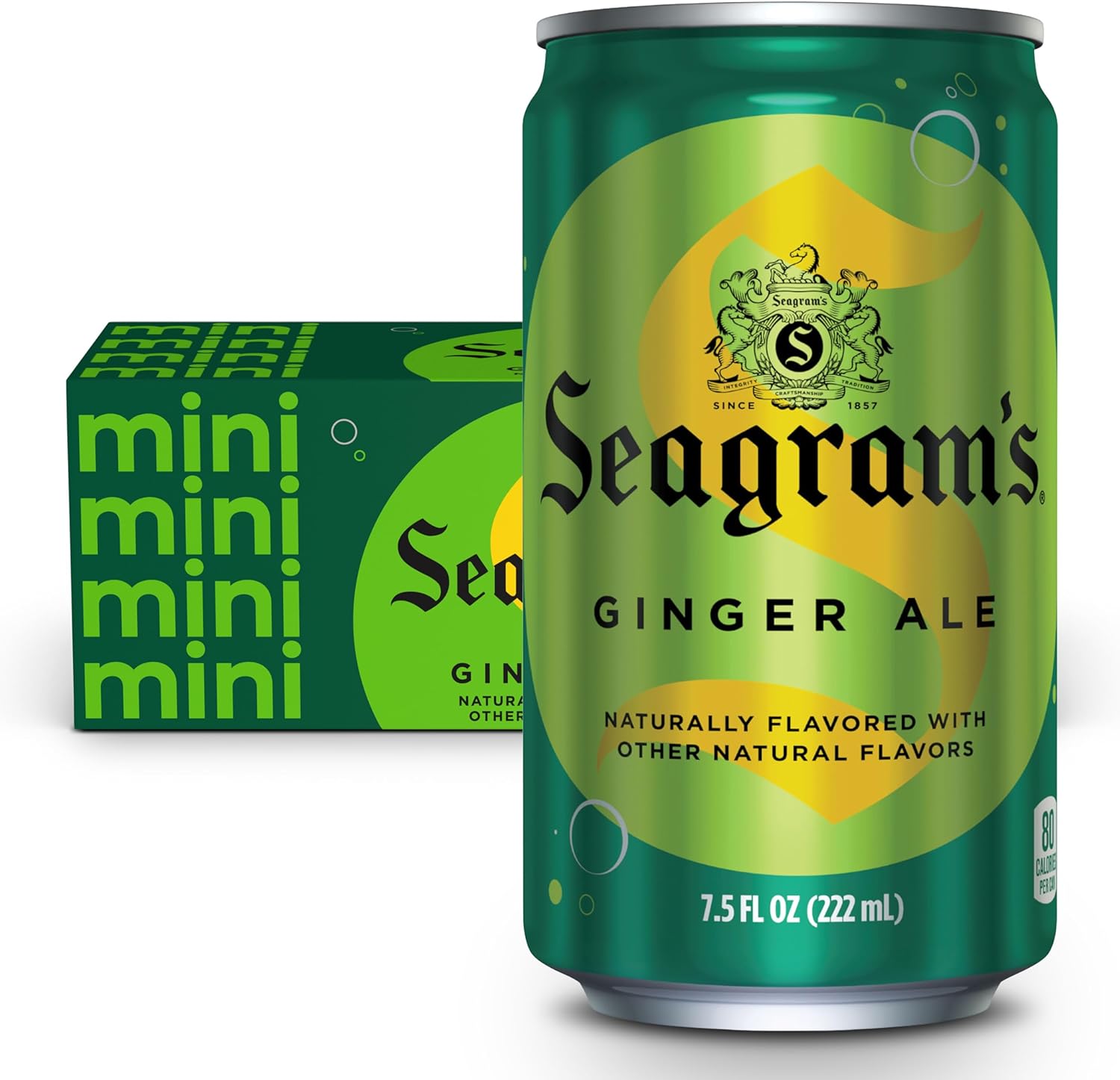 Seagrams Ginger Ale Soda Soft Drinks, 7.5 fl oz, 10 Pack