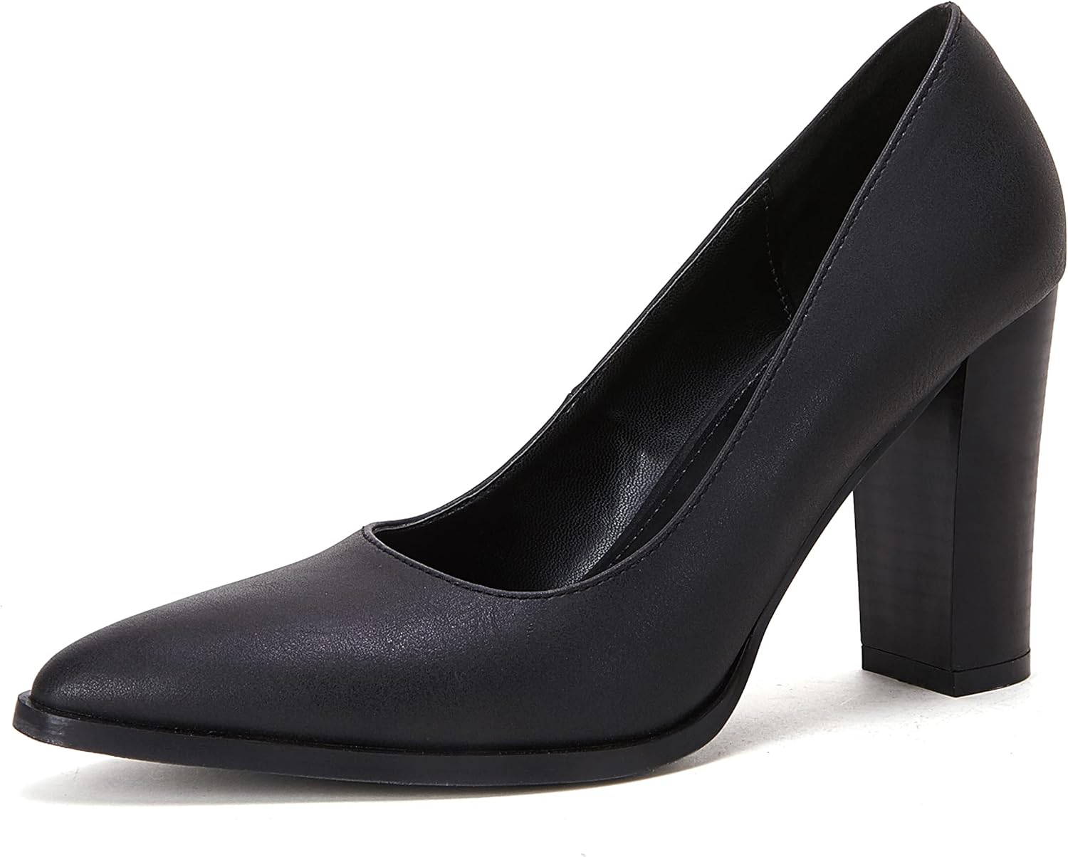 LAICIGO Women's Pointed Toe Pumps Chunky Block High Heel Slip On Dress Party Wedding Shoes