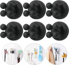 iBetterLife Razor Holder for Shower Hooks – 6Pcs Self Adhesive Wall Mounted Single Hook for Hanging Toothbrush, Functional Waterproof Utility Plug Holder for Bathroom Kitchen Living Room Office, Black