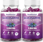 2 Packs 3000mg Glucosamine Chondroitin Gummies with MSM & Elderberry - Extra Strength Joint Health, Flexibility, Antioxidant Immune Support Supplement Gummy for Adults, Men & Women 120 Cts
