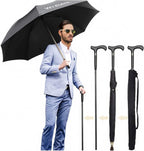 2-in-1 Walking Sticks Umbrella - Windbreak Ribs Walking Cane Umbrella Lightweight, Heavy-Duty Frame- Ideal Father's Gift for Climbing, Hiking, Hanging Out on Raining