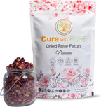 Cure Wid Pure Certified Organic Dried Rose Petals 4 oz Food-Grade Edible Rose Petals for Tea,Cocktails,Baking,Skincare & DIY - Sun-Dried,Non-GMO,Gluten & Chemical-Free Edible Flowers in Resealable Bag