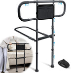 AMOVO Bed Rails for Elderly Adults Safety Bed Guard Rails for Seniors Extended Handle Bed Assist Rail with Storage Pouch, Stable Bedside Cane Support Bar Grab, Fit King Queen Full Twin