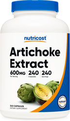 Nutricost Artichoke Extract 600mg, 240 Vegetarian Capsules - Gluten Free, Non-GMO