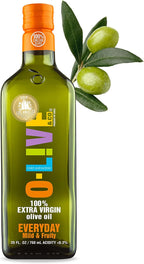 O-Live & Co. 25 Fl Oz 100% Extra Virgin Olive Oil - No Additive - Single Origin Versatile EVOO - First Cold Pressed - Polyphenol Rich - Glass Bottle - New Harvest - Award Winner