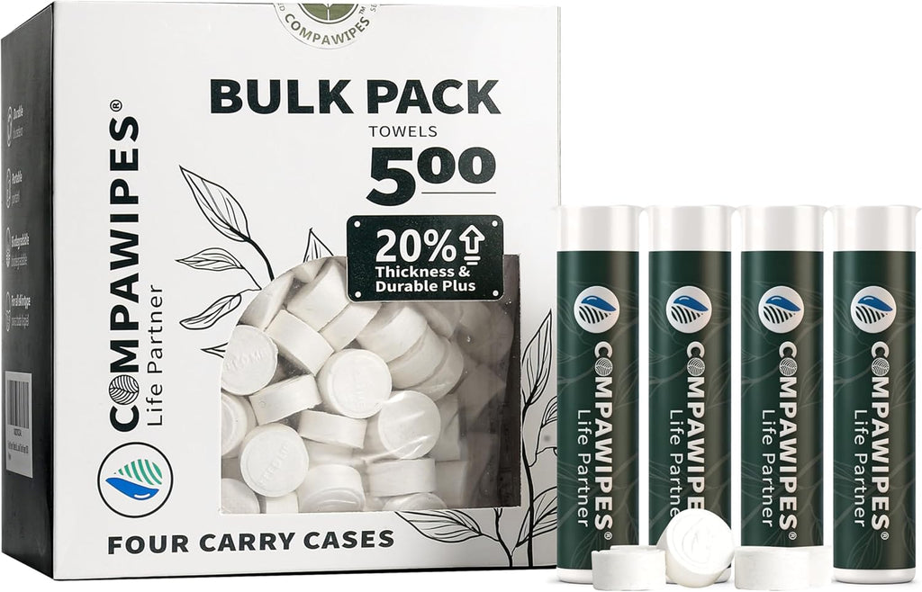 500 PCS Compressed Towel Tablets - Travel Disposable Towels, Compressed Hiking Toilet Paper, Wilderness Wipes, Compact Toilet Paper, Disposable Compressed Face Towel for Camping, Backpacking & Beauty