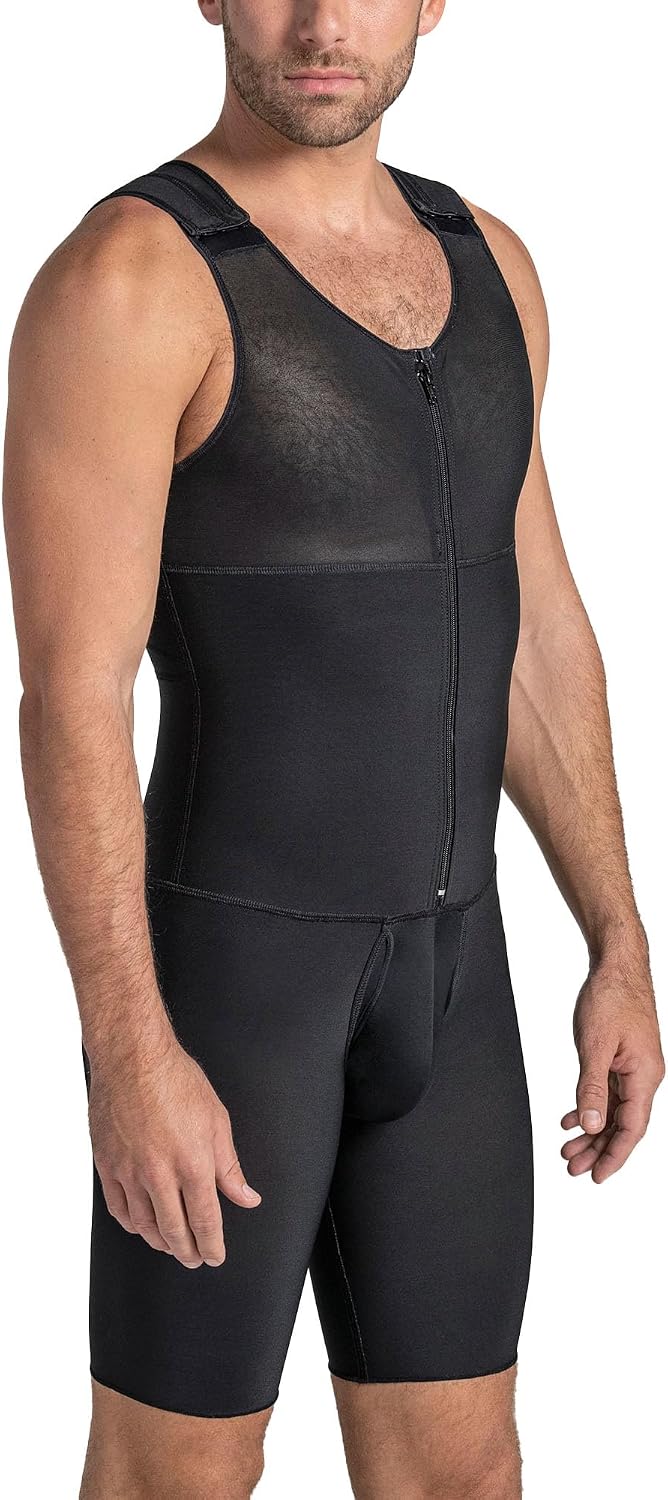 LEO Tummy Control Body Shaper for Men with Back Support - Post-Surgical Bodysuit Mens Girdle Shapewear