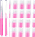 Patelai 100 Pieces Braces Brush for Cleaner Interdental Brush Toothpick Dental Tooth Flossing Head Oral Dental Hygiene Flosser Toothpick Cleaners Tooth Tool(Pink,Portable Size)