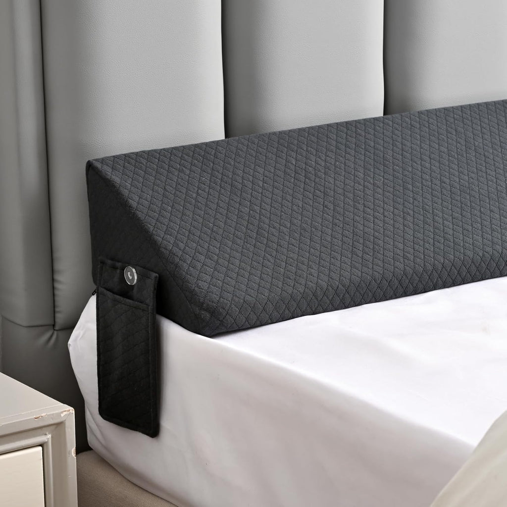 Twin Bed Wedge Pillow for Headboard Gap Filler Pillow Plus (0-8") Mattress Wedge Gap Filler Twin Between Wall and Mattress,for College Dorm,Sleeping Backrest Headboard Pillow Dark Grey Bedroom Decor