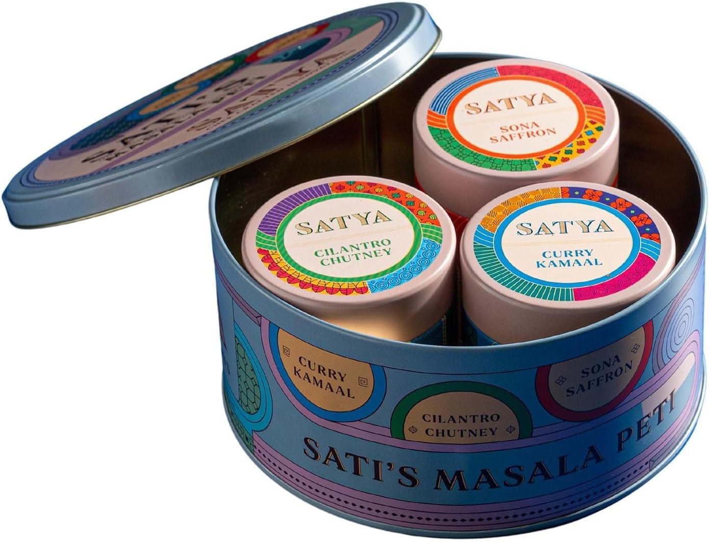 Satya Blends Indian Spice Set of 3 - Cliantro Chutney, Curry Kamaal & Sona Saffron | Vegan | Gluten & Dye Free | Low Sodium | Authentic Indian Spices and Seasoning Gift Set (Pack of 3)
