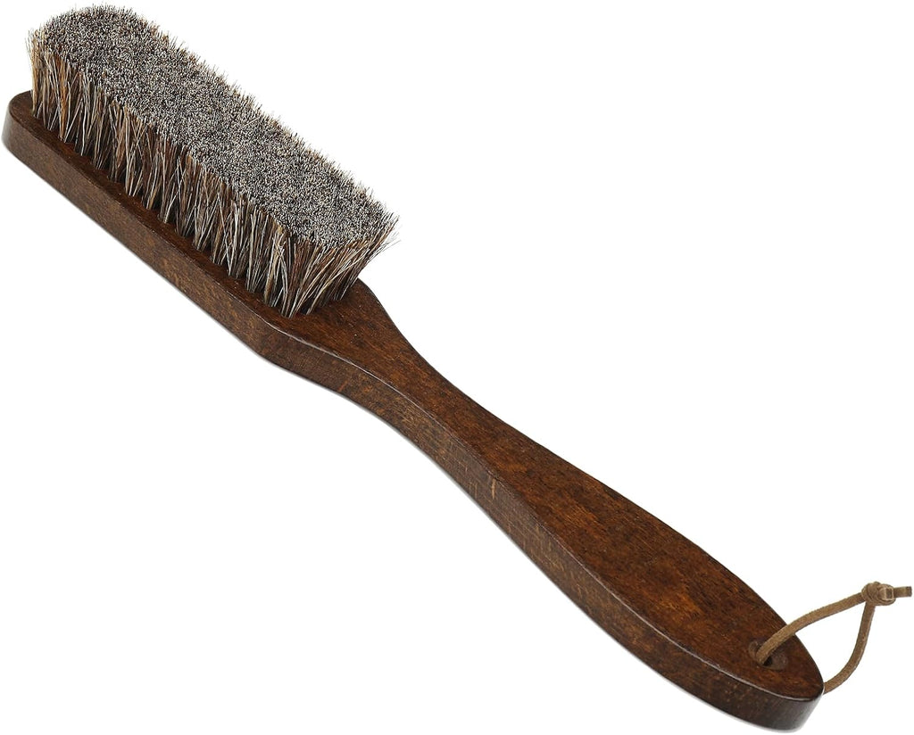 Premium 100% Horsehair Upholstery Brush with Wooden Handle – Soft Natural Bristles for Cleaning Felt Hats, Cowboy Hats, Shoes, Clothes, Suits, Couch, Furniture & Car Interior