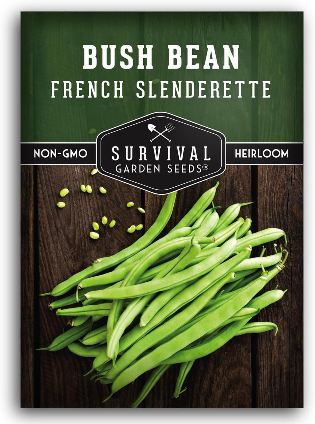 French Slenderette Green Bean Seeds for Planting - Haricot Vert Filet Bush Beans - Thin Tender Stringless Pods - Non-GMO Heirloom Gourmet Vegetable for Gardens - Survival Garden Seeds (1 Pack)