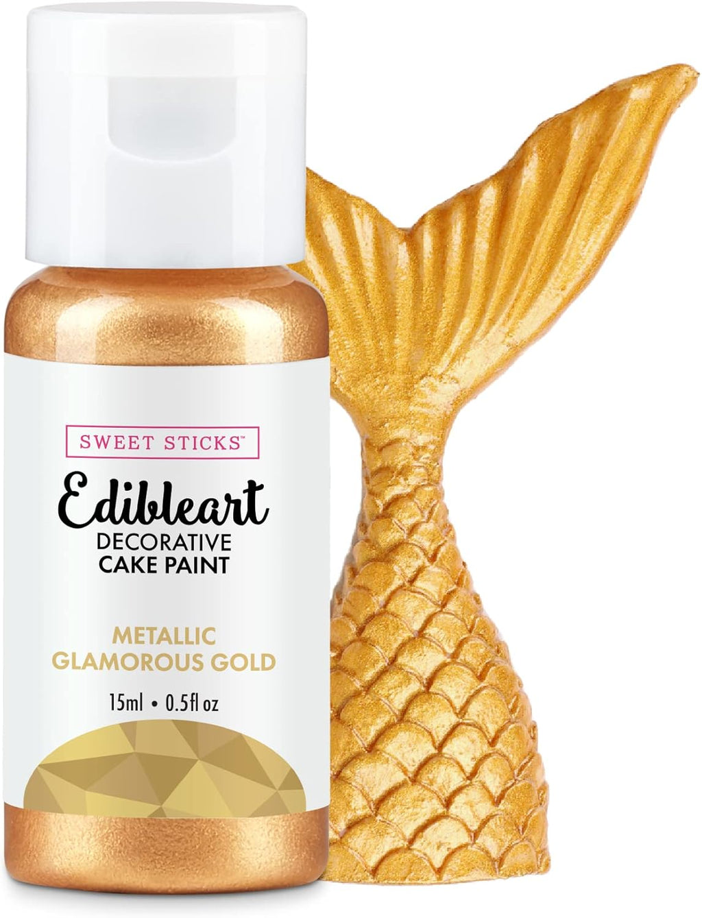 Sweet Sticks Edible Art Decorative Cake Paint 0.5 Ounce (15 Milliliters), Metallic Glamorous Gold