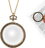 YYHSND 10X Magnifying Glass Necklace Magnifier Necklace Pendant Optical Magnifier with Chain Necklace for Library, Reading, Zooming and Jewelry (Color : Gold)