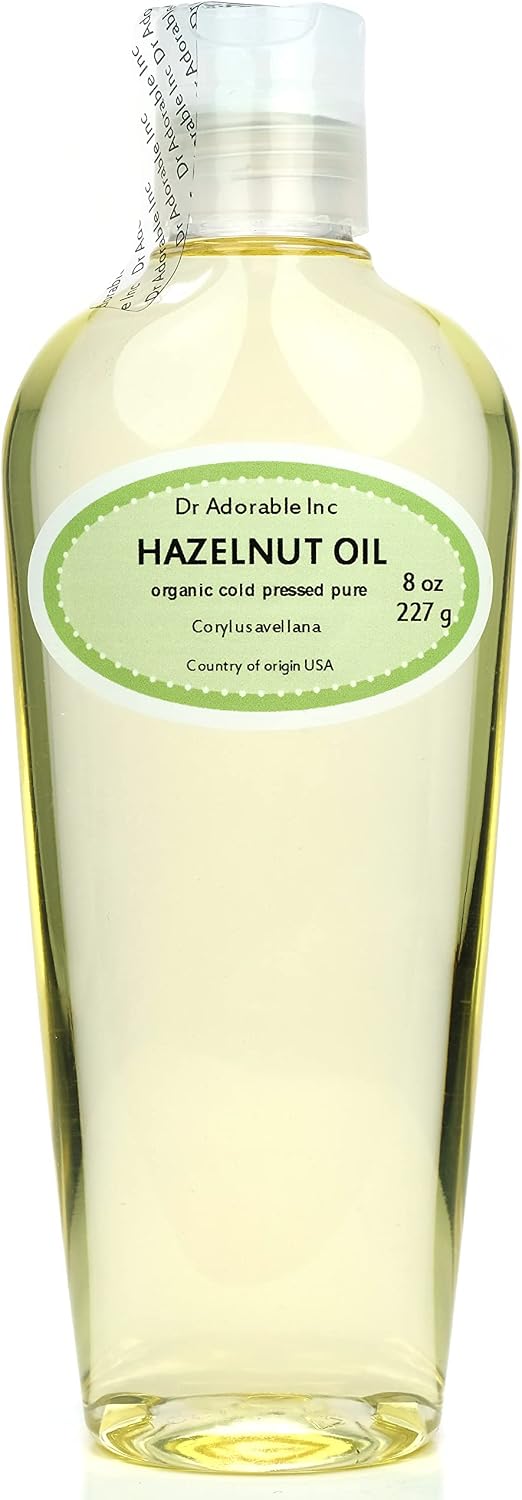Dr Adorable - 8 oz - Hazelnut Oil - 100% Pure Natural Organic Cold Expeller Pressed