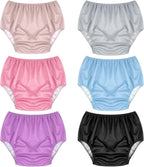 6 Pcs Adult Leakproof Incontinence Underwear for Women Men Pull on Cover Pant Washable Underpants Reusable Plastic Diaper Covers for Disabled, Elderly, Postpartum (Mixed Colors,Medium)