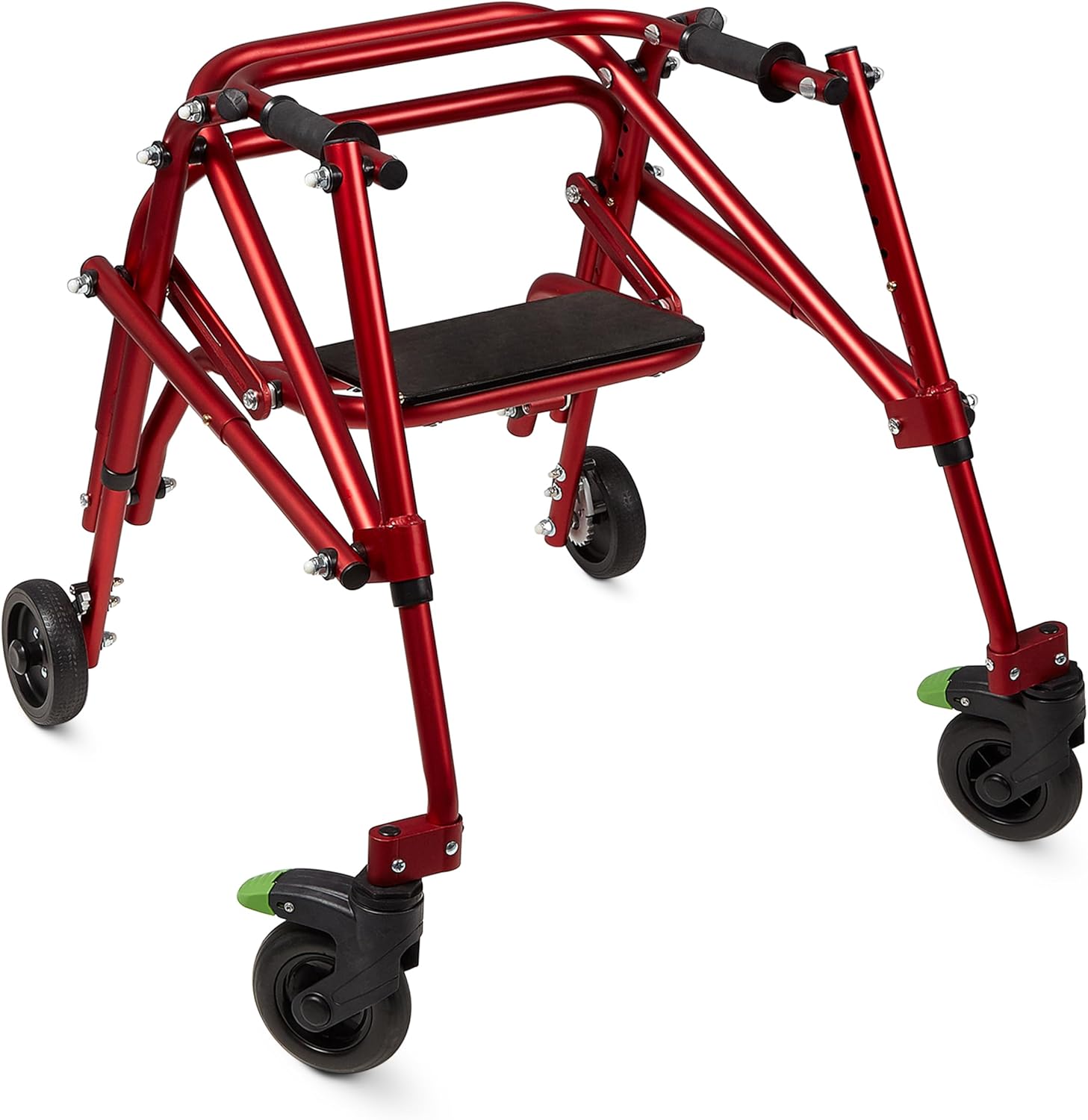 Klip- Lightweight Posterior Rollator Walker/Gait Trainer 4 Wheel - with Flip-Up Seat for Toddlers, Kids, Teens with Special Needs/Cerebral Palsy-Front Swivel Wheels, Height Adjustable, Foldable