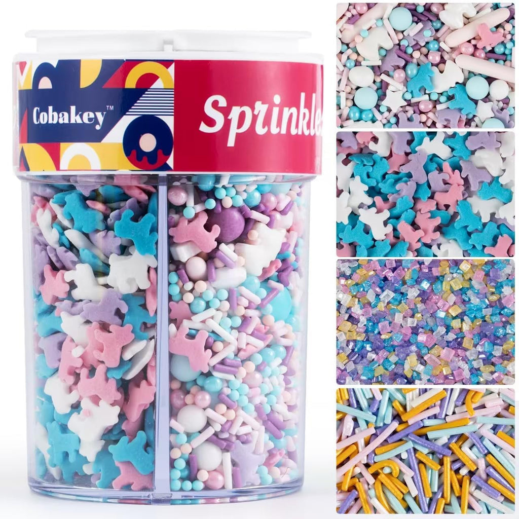 Edible Unicorns Sprinkles Pastel Unicorn Confetti Jimmies Sanding Sugar Sprinkles Mix for Cake Decorations Baking Ice Cream Cookies Cupcake Topper 6.5 ounces