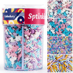 Edible Unicorns Sprinkles Pastel Unicorn Confetti Jimmies Sanding Sugar Sprinkles Mix for Cake Decorations Baking Ice Cream Cookies Cupcake Topper 6.5 ounces