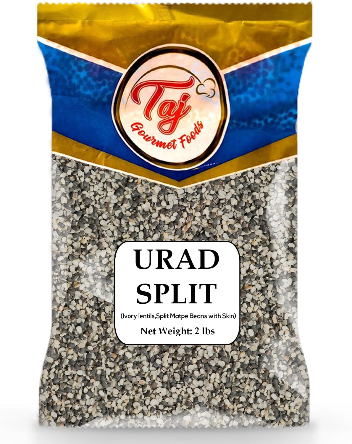 TAJ Urad Split Dal 2-Pounds | Indian Origin Lentil (Split Matpe Beans w/Skin