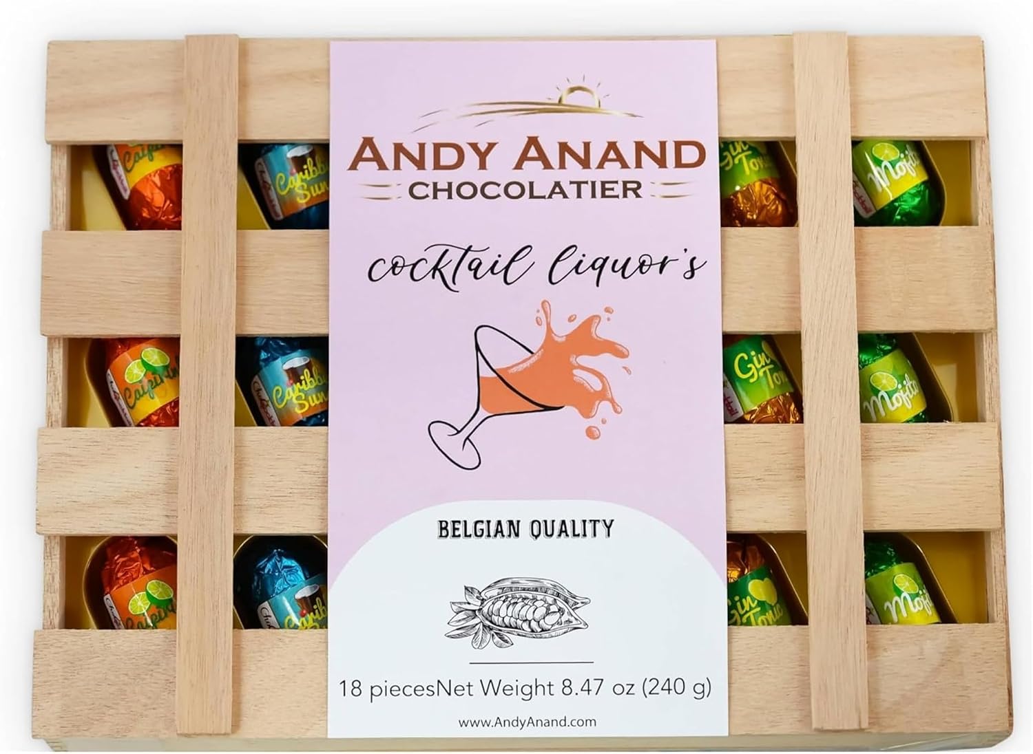 ANDY ANAND CHOCOLATIER European Flavored Dark Chocolate Bottles Vegan Dairy Free – Premium Cocktail-Inspired Chocolate Assortment, Elegant Gift Box for Special Occasions