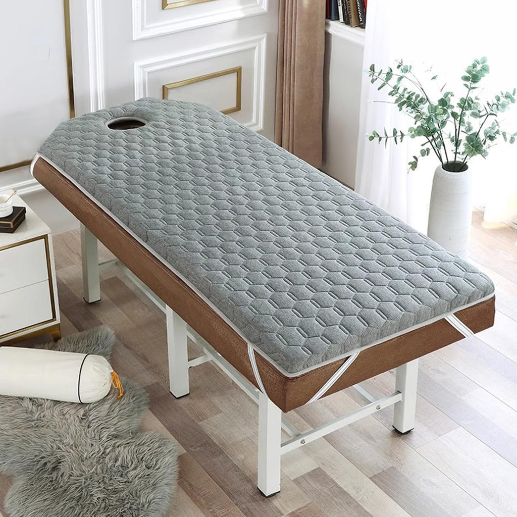 Latex Memory Foam Mattress Topper for Massage Table Thicken Lash Bed Topper with Elastic Band 5Cm (1.97In) Beauty Salon Spa Bed Cushion with Face Hole Round Head,D(t),180 * 60cm
