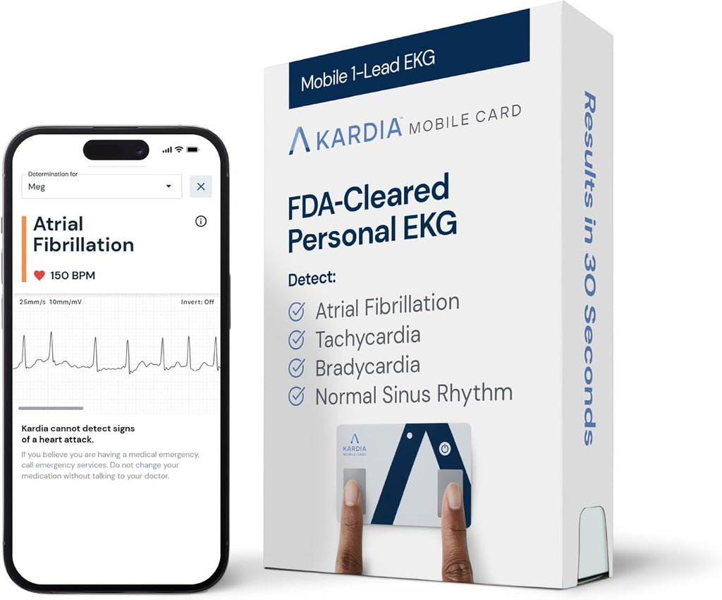 KardiaMobile Card Credit-Card Sized EKG, Medical-Grade & FDA-Cleared Personal Heart Monitor, Bluetooth Enabled, On-The-Go Check-Up Anywhere, Compatible with Most Smartphones, No Subscription Required