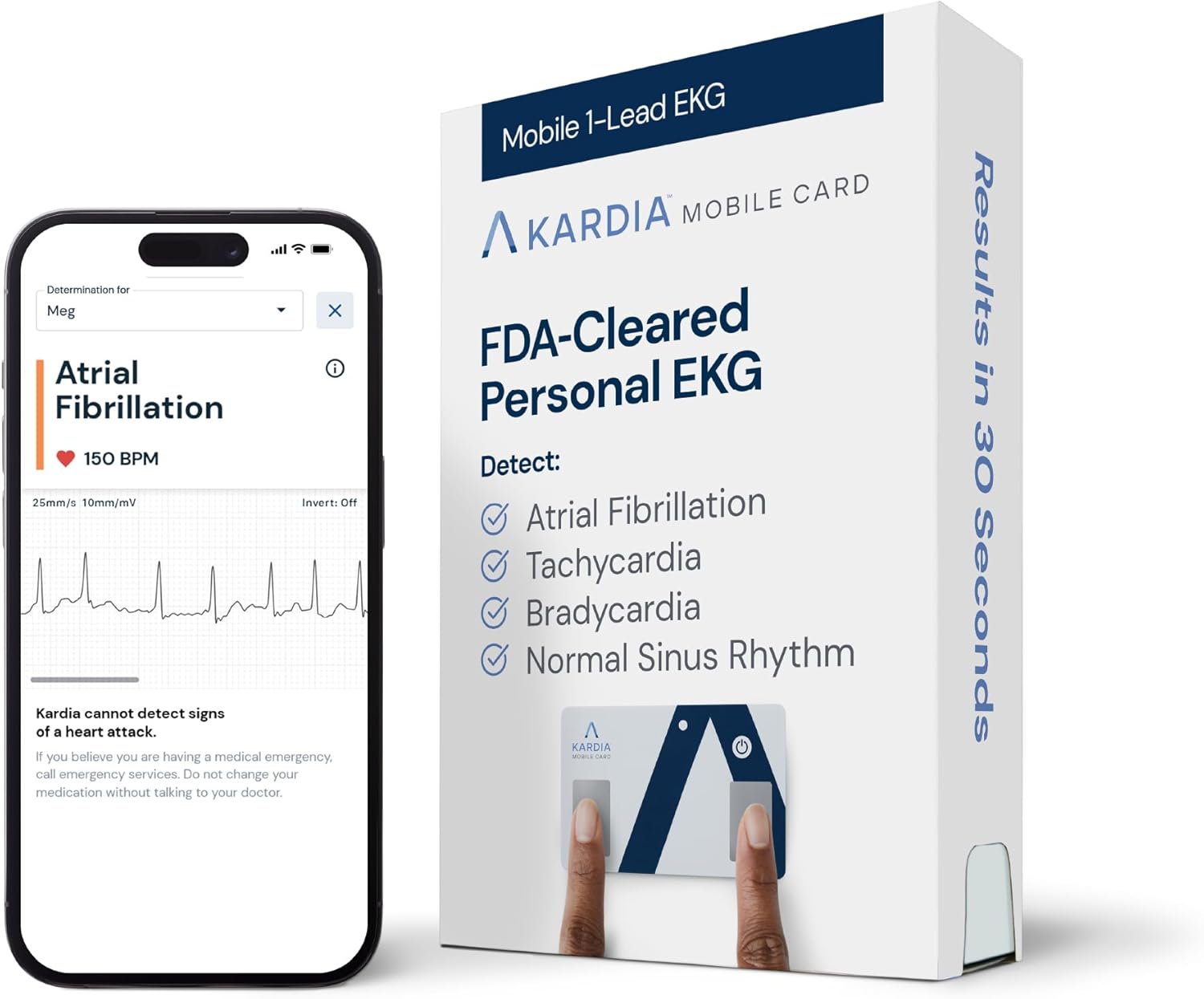 KardiaMobile Card Credit-Card Sized EKG, Medical-Grade & FDA-Cleared Personal Heart Monitor, Bluetooth Enabled, On-The-Go Check-Up Anywhere, Compatible with Most Smartphones, No Subscription Required