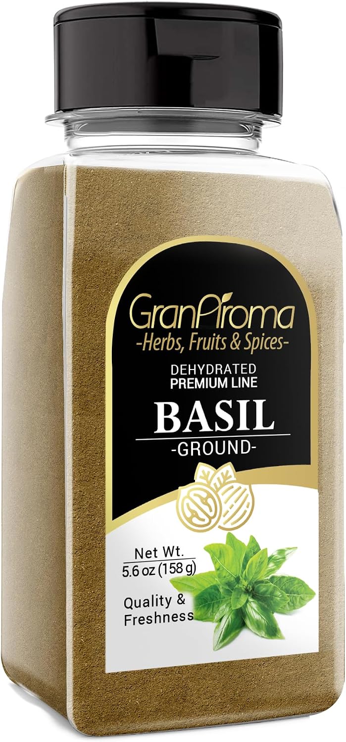 GranAroma Ground Basil, Peppery Flavor, Sauces & Dressings, Fine Ground (5.6 Ounce)