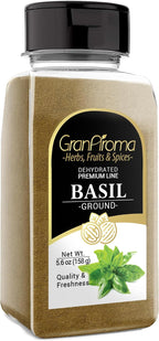 GranAroma Ground Basil, Peppery Flavor, Sauces & Dressings, Fine Ground (5.6 Ounce)