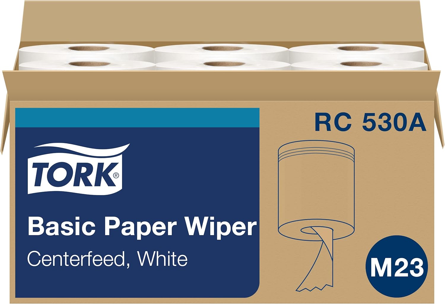 Tork Centerfeed Hand Towel White One-at-a-time Dispensing, M23 Compatible 6 Rolls x 530 Sheets (RC530)