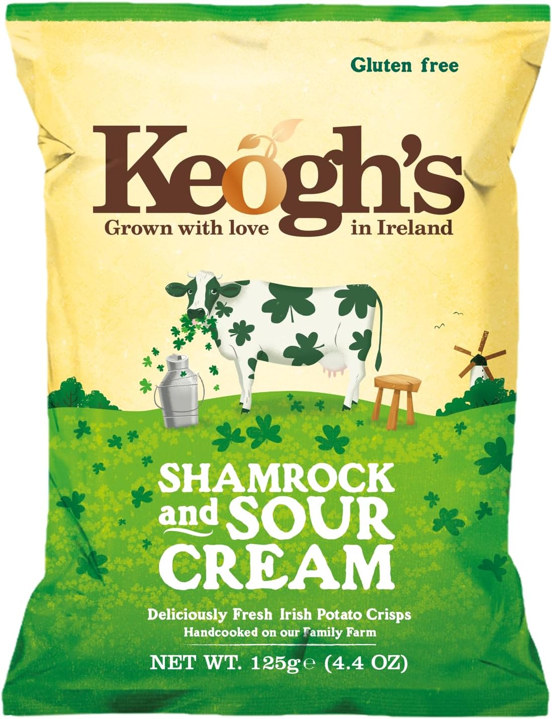 Keogh's Shamrock And Sour Cream Crisps 3x125 Grams Deliciously fresh Irish potato crisps
