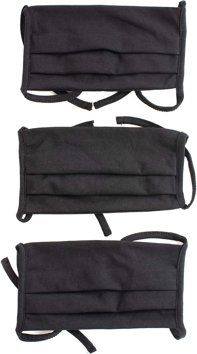Black Reusable Machine Wash Non-Medical Cotton Face Cover with Adjustable Ear Loops 3/Pack