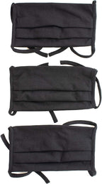 Black Reusable Machine Wash Non-Medical Cotton Face Cover with Adjustable Ear Loops 3/Pack