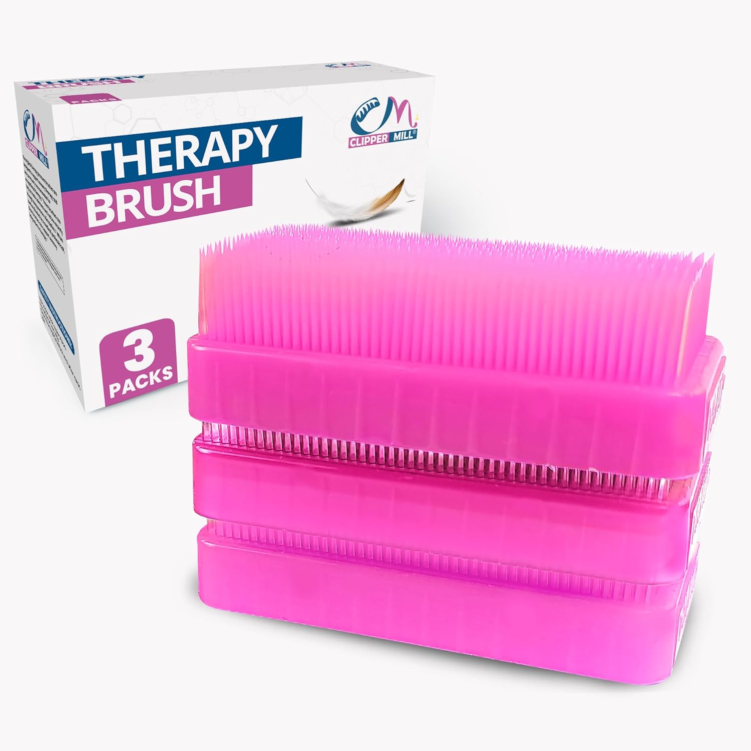 Wilbarger Method Therapy Sensory Brush Occupational & Therapressure Brush for Calming, Stimulating, and Sensory Brushing – Use as Part of The Wilbarger Brushing Protocol, Pink, 3 Count (Pack of 1)