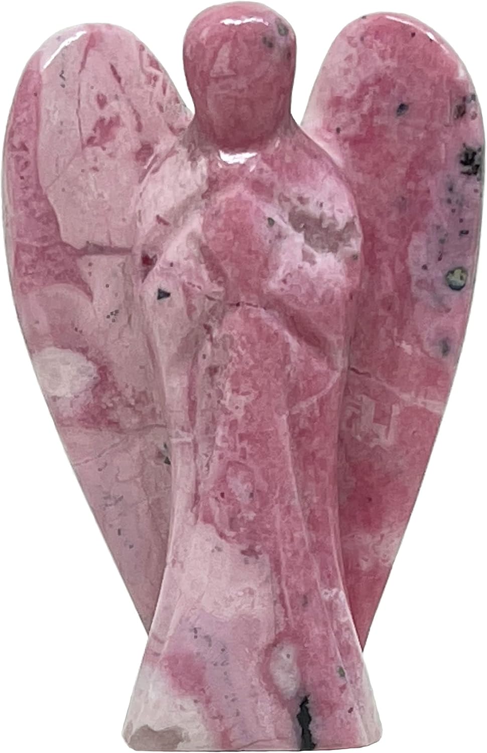 2 Inch Pink Peruvian Rhodonite Guardian Angel Figurine Hand-Carved Natural Stone, Excellent to Aid Self-Esteem and Self-Confidence