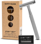 Parker 78R Double Edge Safety Razor with 5 Safety Razor Blades, Women & Men’s Safety Shaving Razor, Reusable, Plastic Free – Satin Chrome