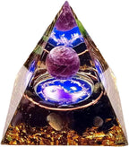 Moonstone Crystal Orgone Pyramid Ogan Crystal Energy Tower, Nature Reiki Chakra Crushed Stone Jewelry, Crystal Pyramid for Home Decor (Crystal Pyramid-03)