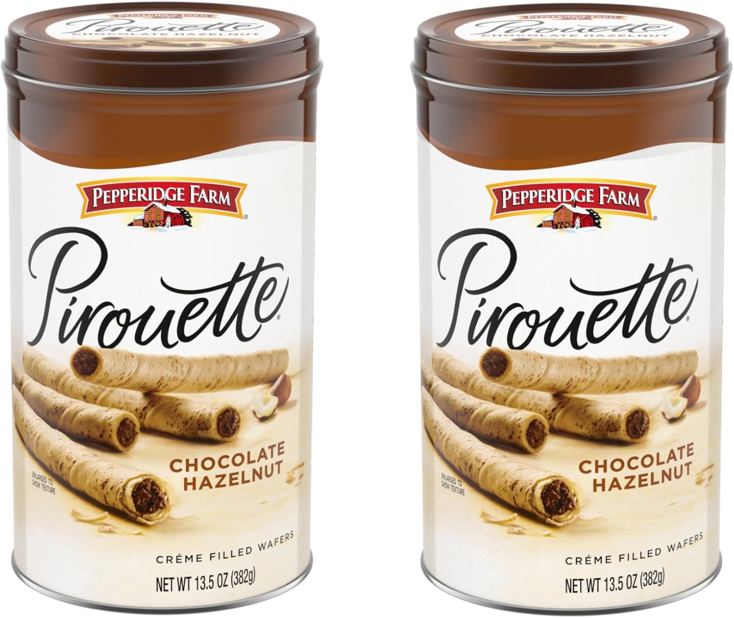 Pepperidge Farm Pirouette Cookies,Chocolate Hazelnut Créme Filled Wafers,13.5 Oz Tin,(Pack of 2)