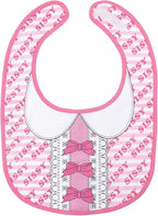 Littleforbig Cotton Waterproof Babydoll Printed Adult Bib with Adjustable Hook-and-Loop Fastener Closure - Pretty in Pink Sissy Bib