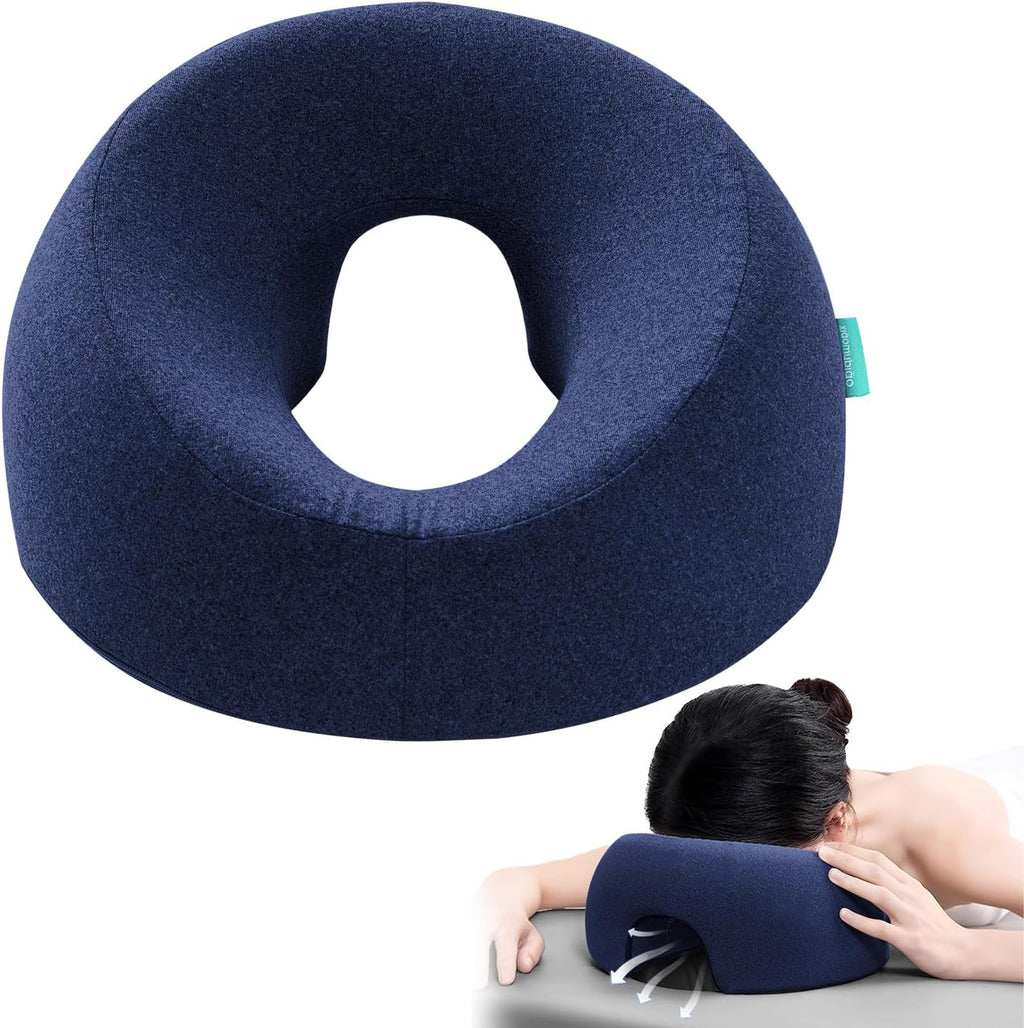 xiaomubiao Face Down Pillows for Massage Table, Massage Headrest for Bed, Face Pillow for Stomach Sleeping, BBL Pillow After Surgery Post Eye Surgery & Vitrectomy Recovery, Removable Cover Navy Blue