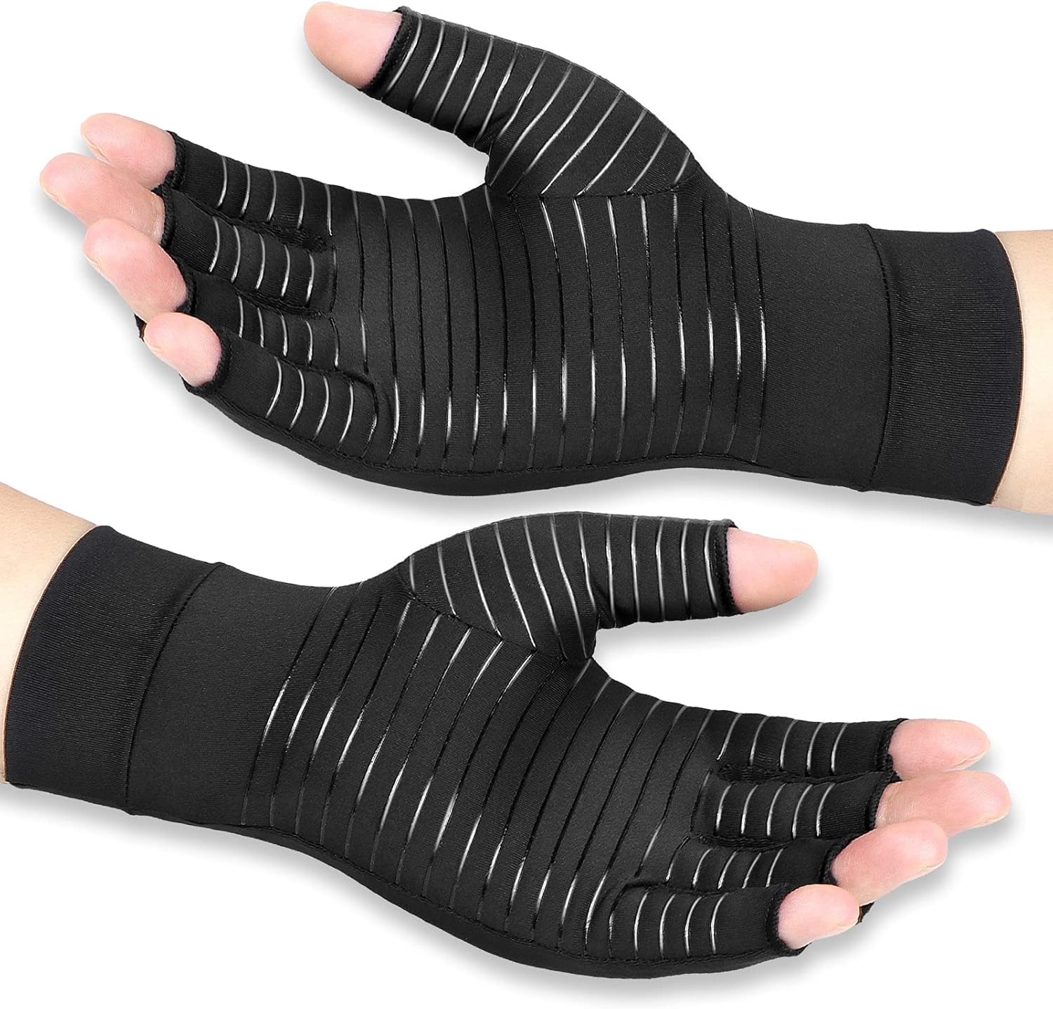 Copper Arthritis Compression Gloves Women Men Relieve Hand Pain Swelling and Carpal Tunnel Fingerless for Typing, Support for Joints, Small