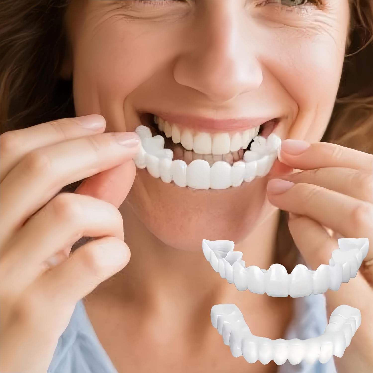 Veneer Teeth Kit -Natural Comfort Snap-on Dentures（2 packages4 Pieces ）