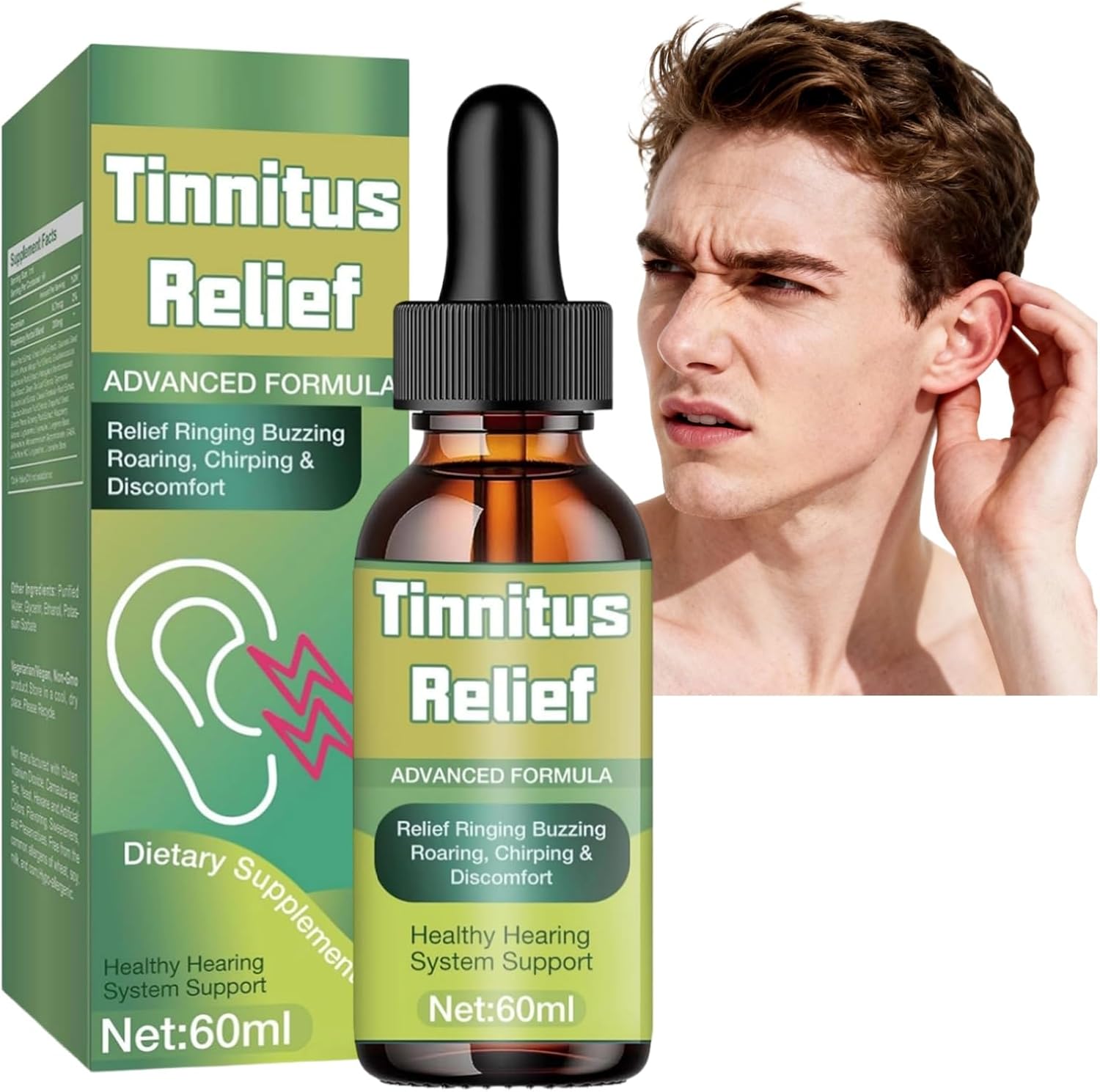 Tinnitus Relief for Ringing Ears, Gentle Herbal Tinnitus Relief Drop, Naturally Formulated to Help Minimize Ear Noise & Support Healthy Hearing for Daily Use