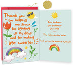 Cute Thank You Card for Teacher, Funny Teacher Appreciation Card Gifts for Men Women, Thank You for Helping Me Grow, Teachers Appreciation Gifts Cards from School Kids Students with Envelopes